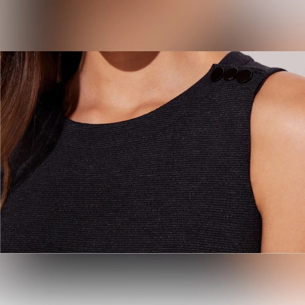 Ann Taylor LOFT Sleeveless Shoulder Button Flare Dress Sz 10 Regular Deep Smoke